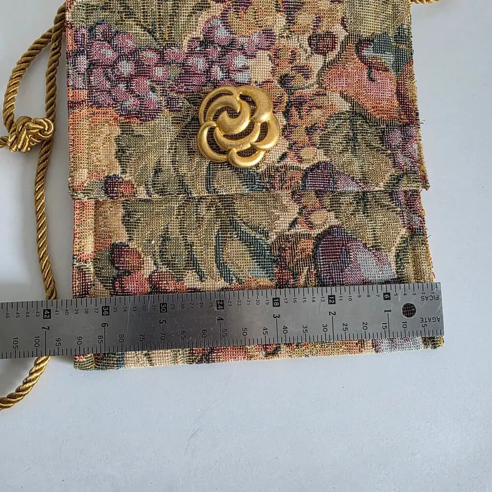 Vintage Tapestry Floral Crossbody Purse Rope Strap